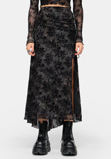 Zuri Lace Beflockt Gerafft Midaxi Rock
