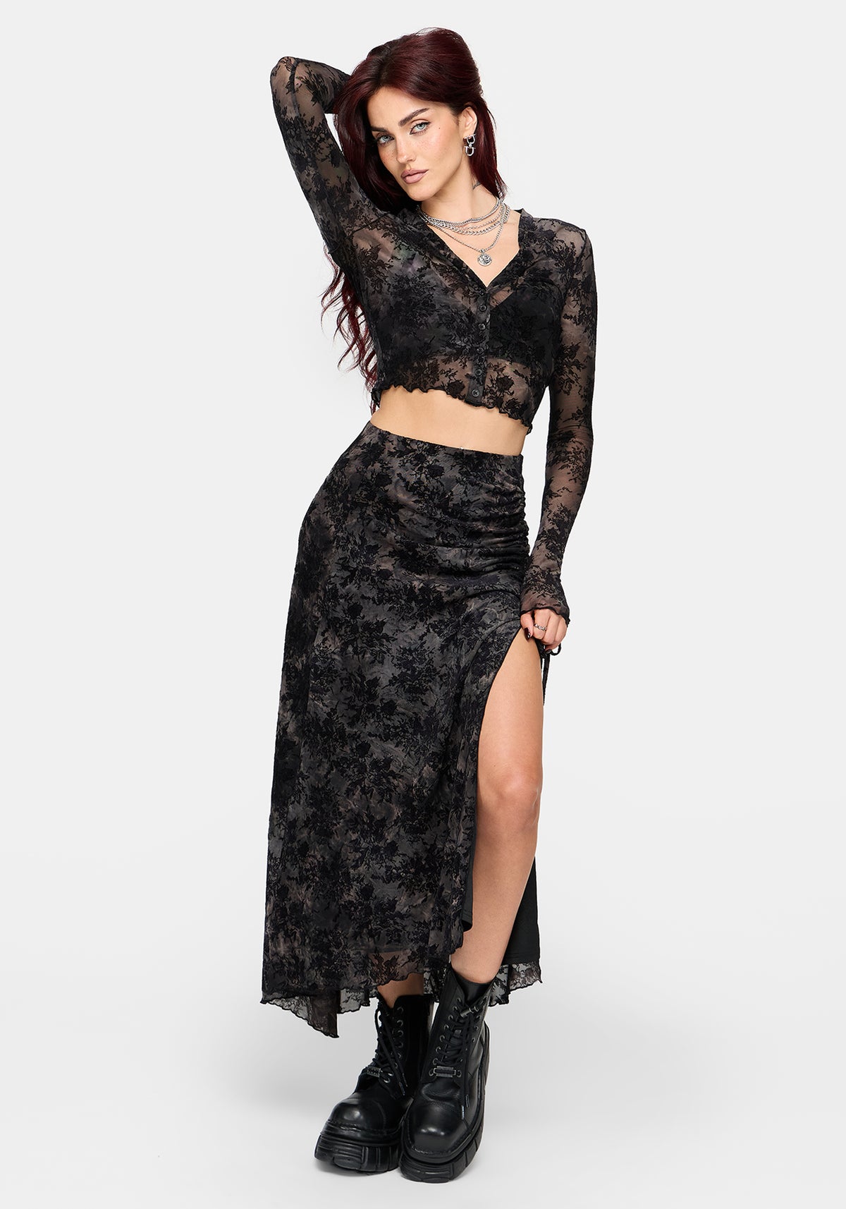 Zuri Knopf Down Lace Bedruckt Hemd