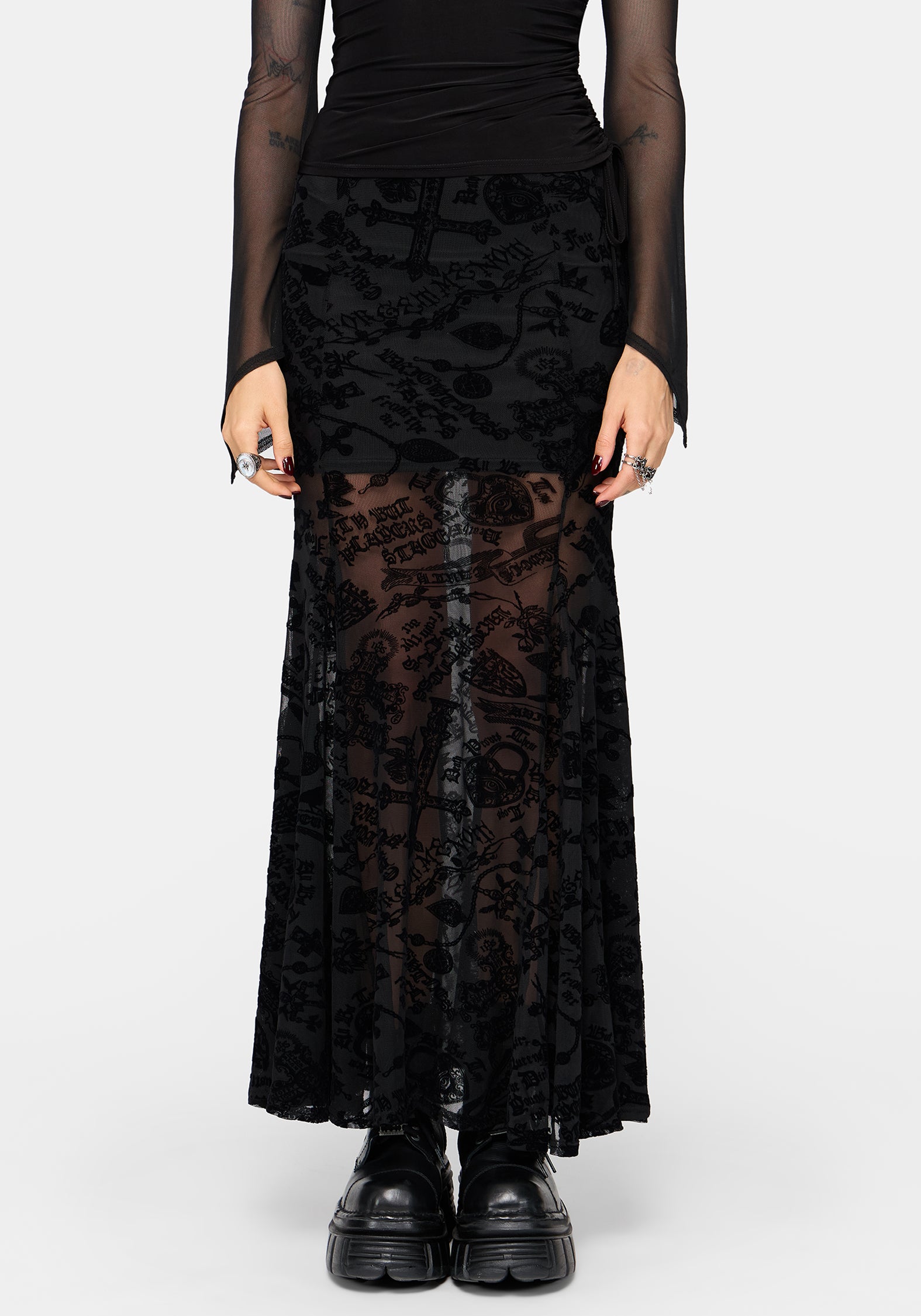 Sanct Flock Mesh Maxi Skirt