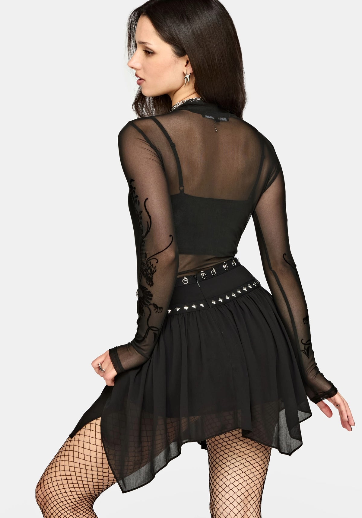 Emara Studded Hanky Hem Mini Skirt EU 34