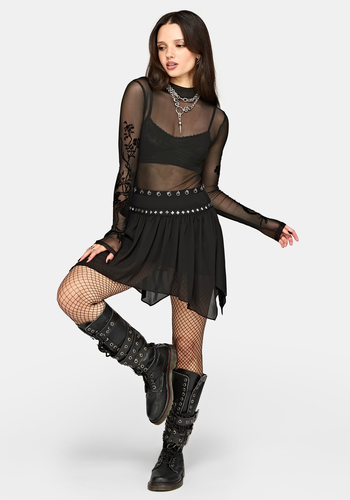 Emara Studded Hanky Hem Mini Skirt EU 34