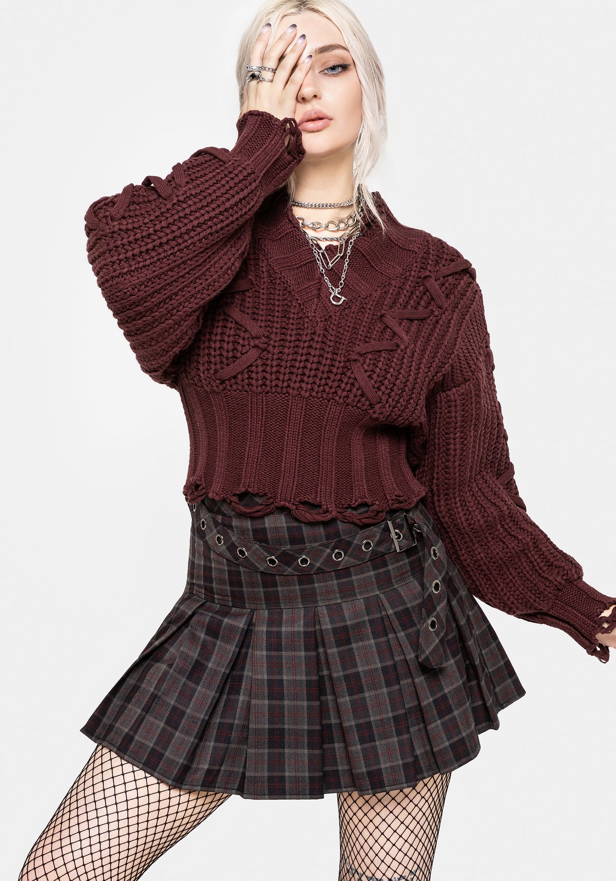 Harley Pleated Check Belted Mini Skirt EU 34