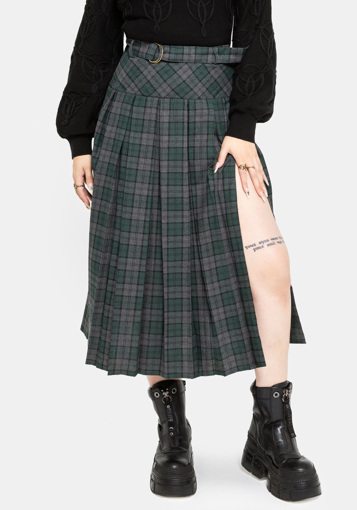 Daria Check Pleated Midaxi Skirt EU 34