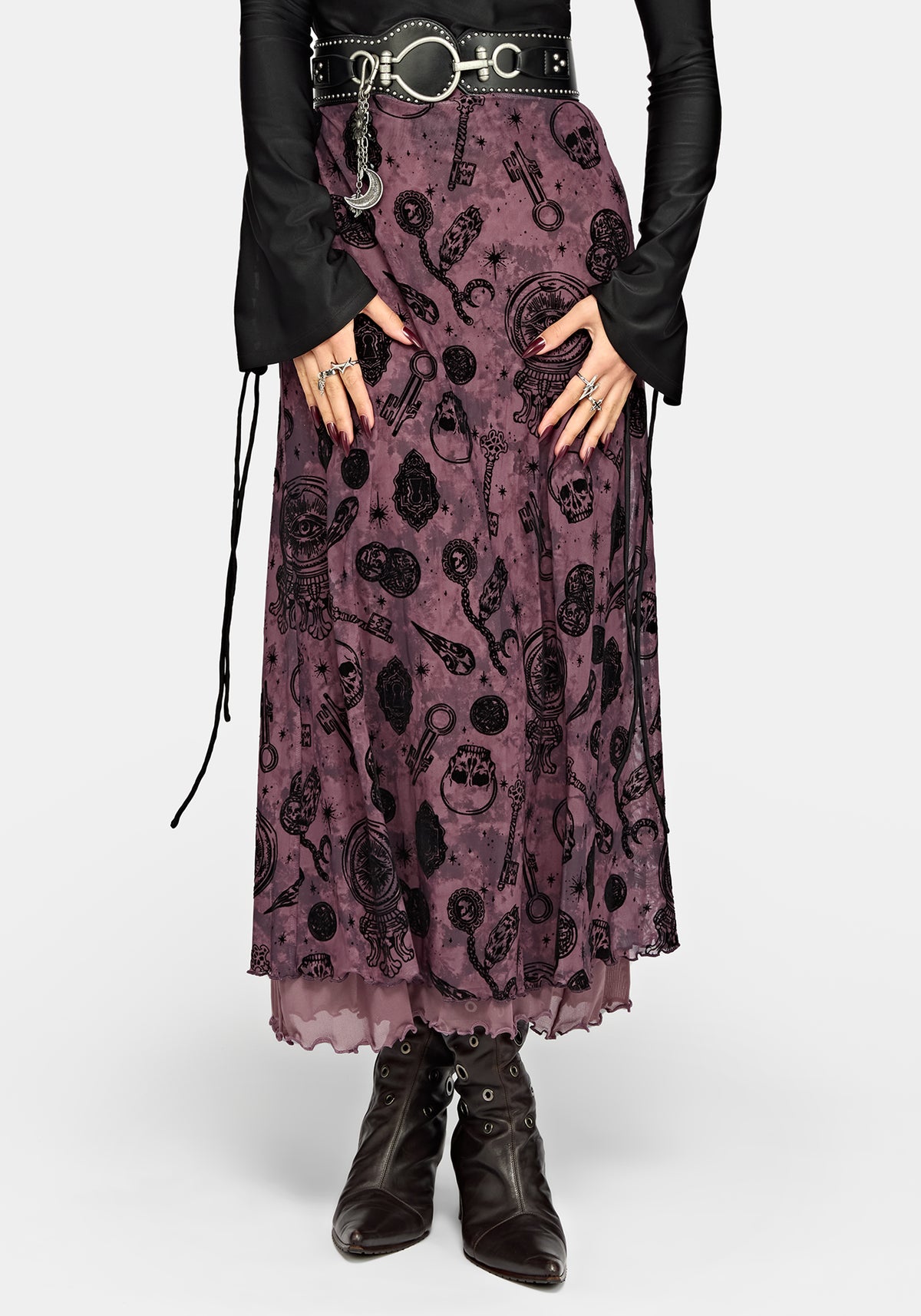 Equinox Flocked Midaxi Skirt