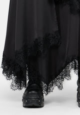 Dhalia Satin and Lace Tattered Maxi Skirt