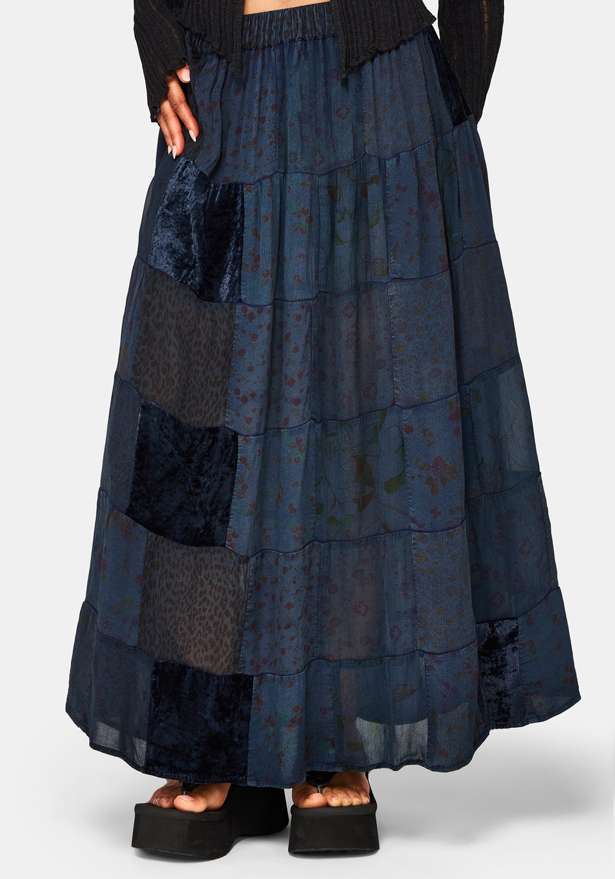 Mabel Floral Bedruckt Patchwork Rock - Navy