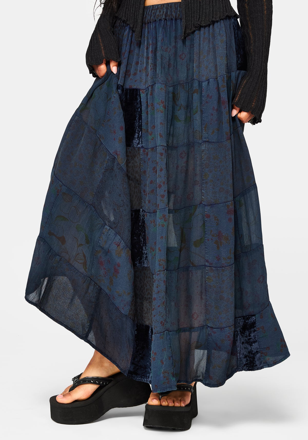 Mabel Floral Bedruckt Patchwork Rock - Navy