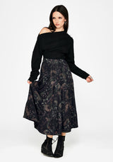 Curio Print Knopf Down Midirock