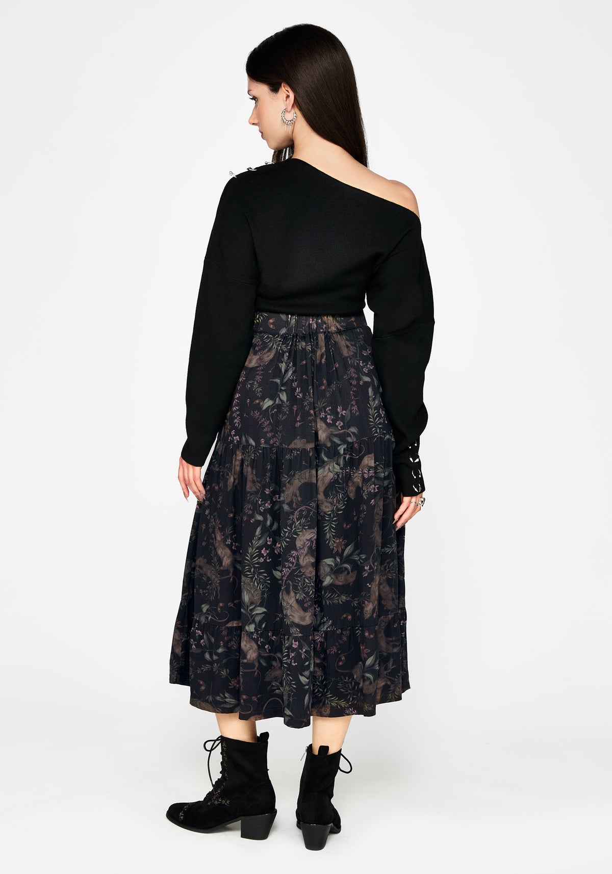 Curio Print Knopf Down Midirock