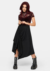 Reina Buckle Hanky Hem Midi Skirt
