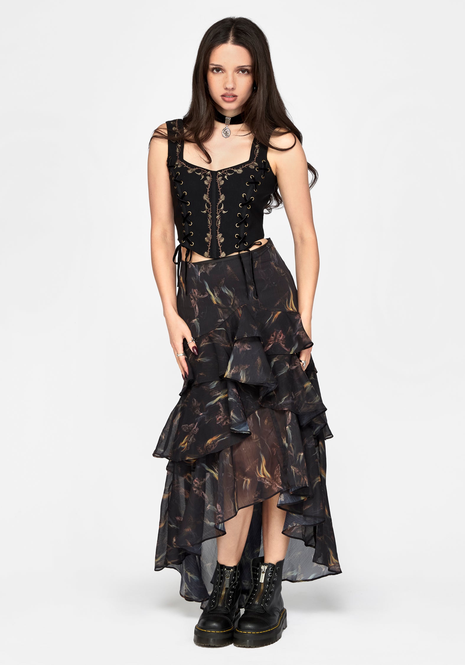 Ember Chiffon Ruffle Maxirock