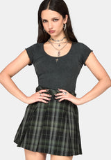 Bramble Buckled Mini Skirt - Dark Green