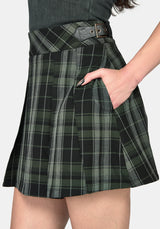 Bramble Buckled Mini Skirt - Dark Green