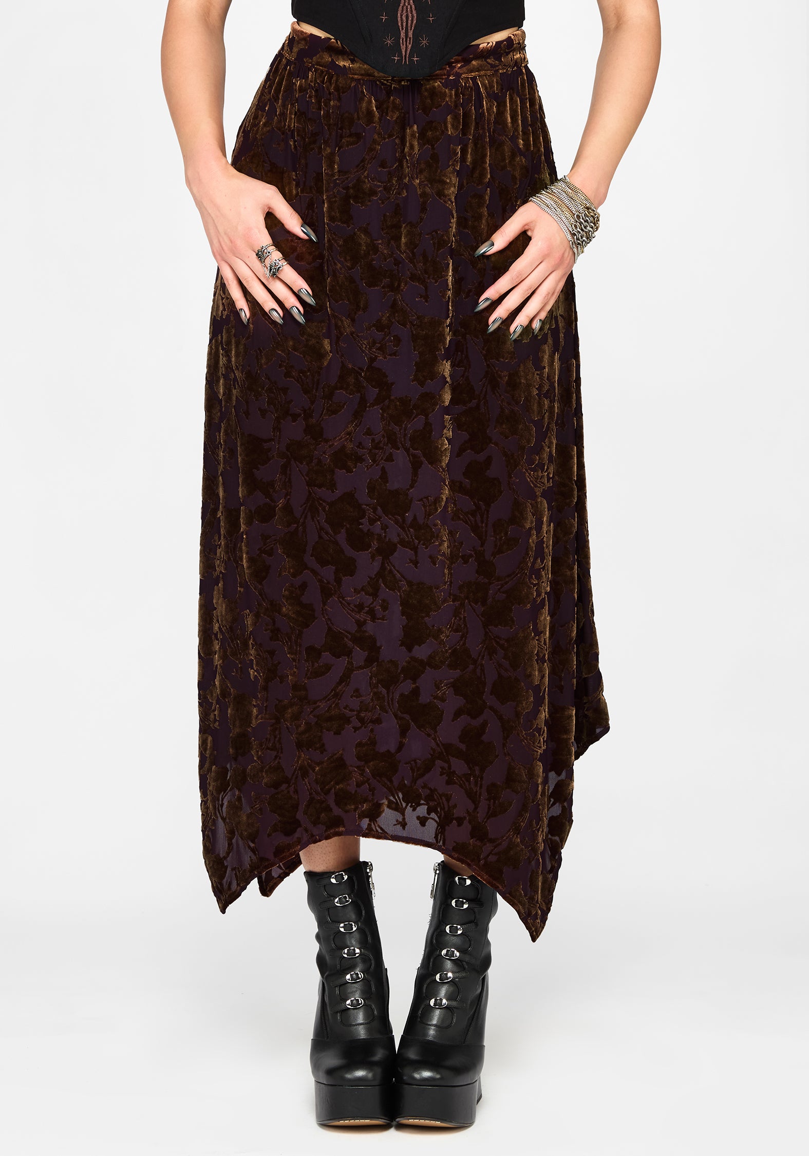 Sienna Devore Hanky Hem Midaxi Skirt