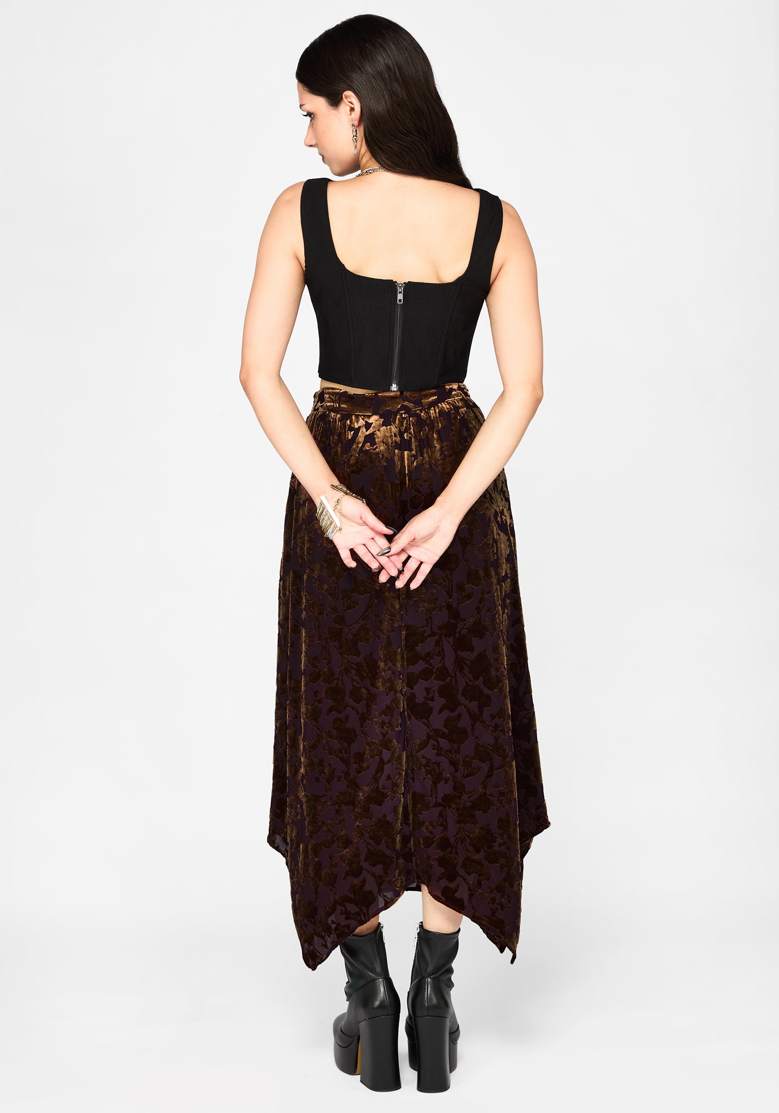 Sienna Devore Hanky Hem Midaxi Skirt
