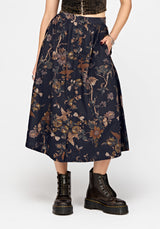 Poison Eden Printed Button Down Skirt - Midnight