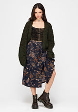Poison Eden Printed Button Down Skirt - Midnight
