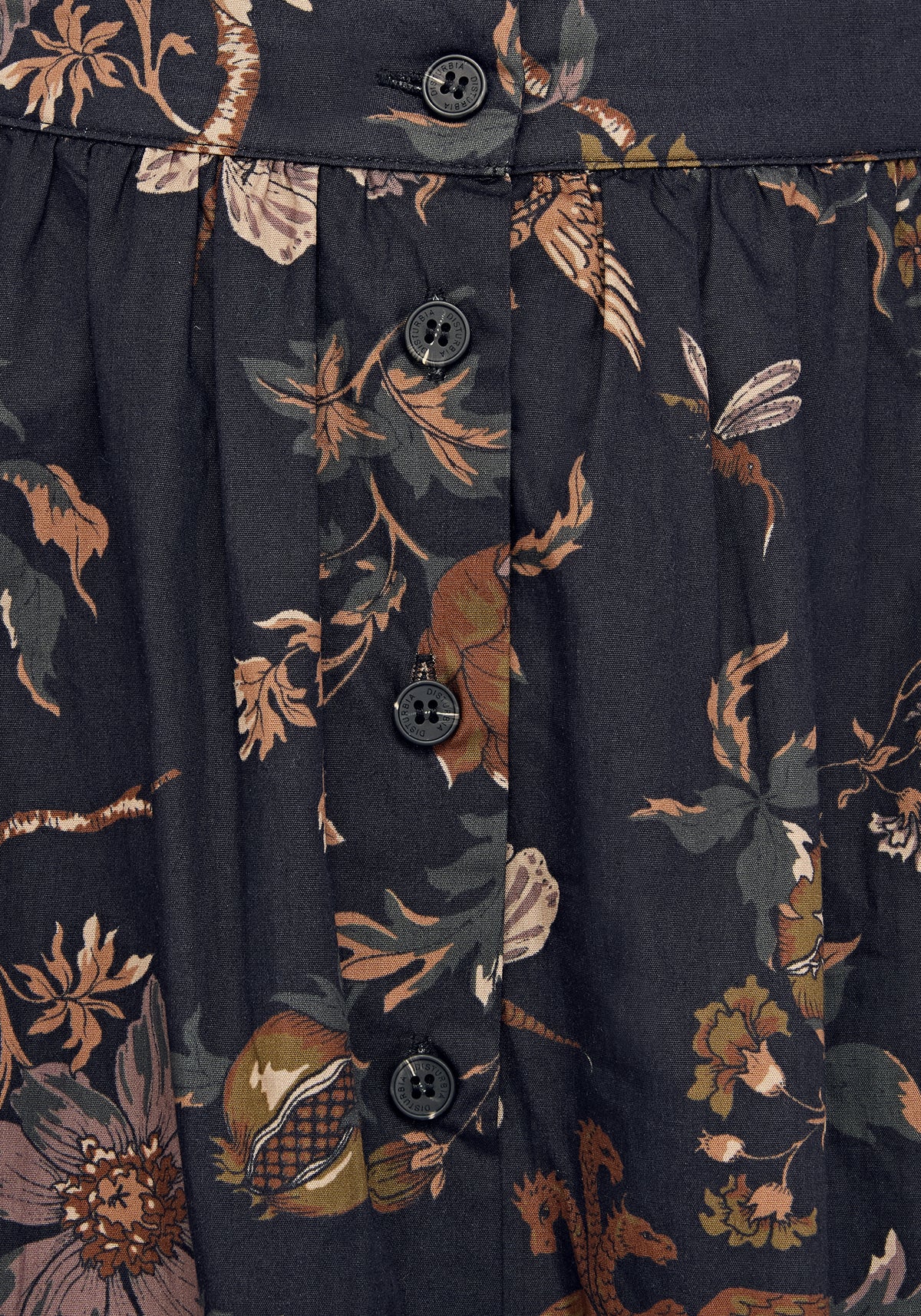 Poison Eden Printed Button Down Skirt - Midnight