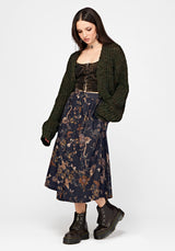 Poison Eden Printed Button Down Skirt - Midnight