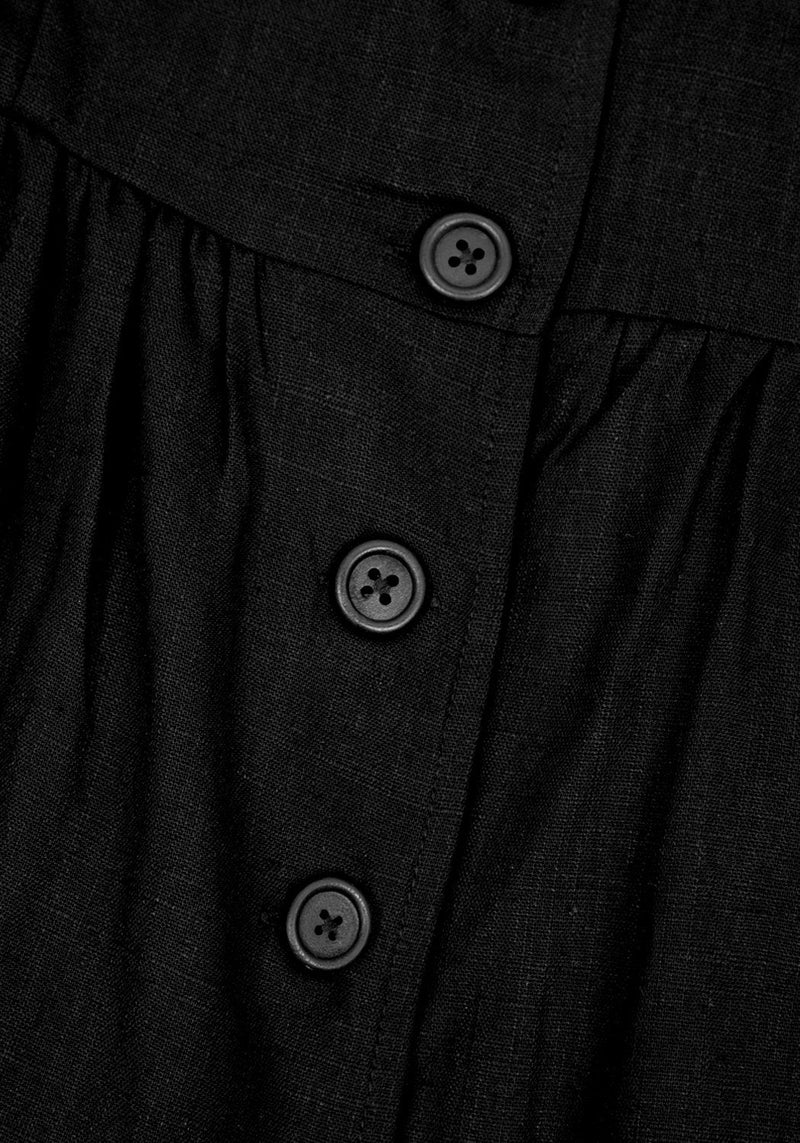 Rowan Leinen Knopf Hoch Midi Kleid