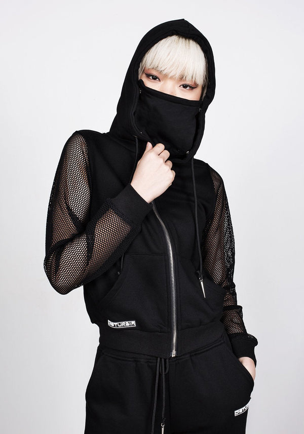 Face Mask Mesh Kapuzensweatshirt