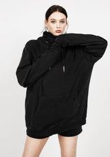 Spike Face Cowl Washed Kapuzensweatshirt