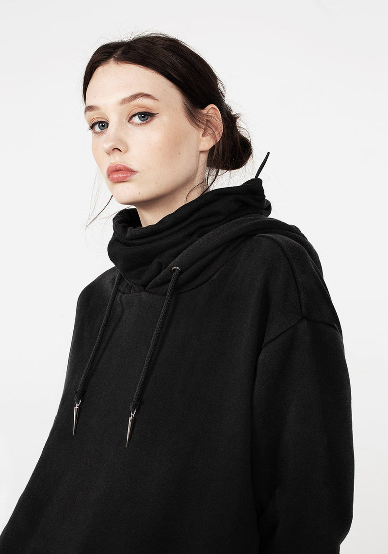 Spike Face Cowl Washed Kapuzensweatshirt