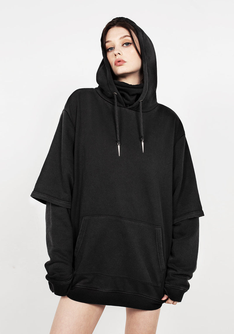 Spike Face Cowl Washed Kapuzensweatshirt