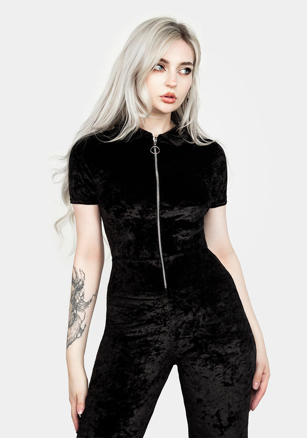 Foxy Reißverschluss Hoch Velours Ausgestellt Overall