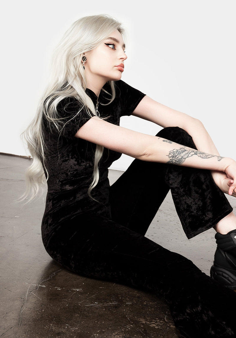 Foxy Reißverschluss Hoch Velours Ausgestellt Overall