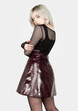 HELLRAISA Kunst- Leder A-LINE Rock VENOM Rot
