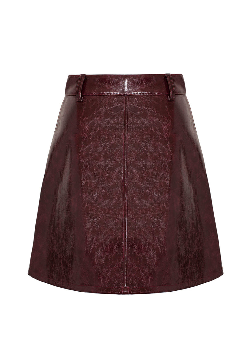 HELLRAISA Kunst- Leder A-LINE Rock VENOM Rot
