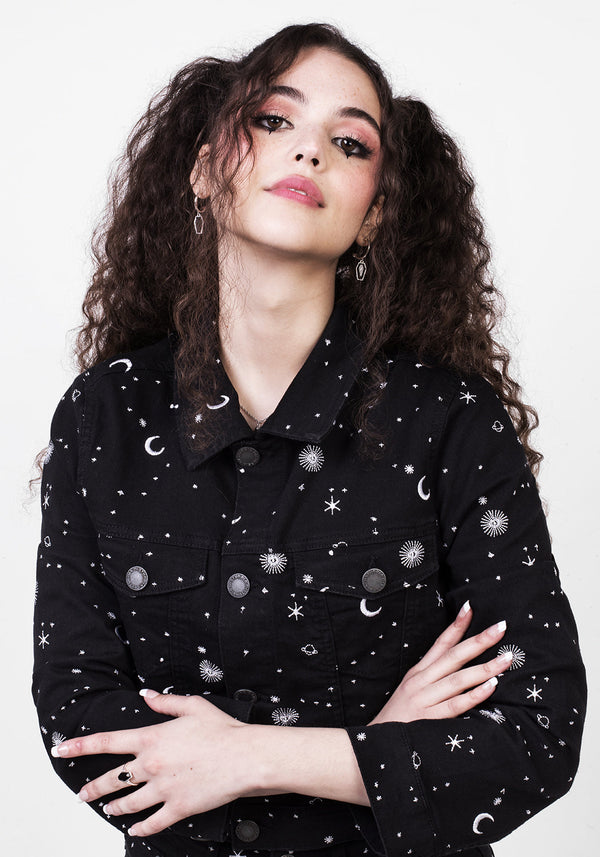 Celestial Bestickt Denim Jacke