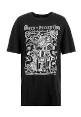 Perception Schwarz Garment Washed Oversize T-Shirt Kleid