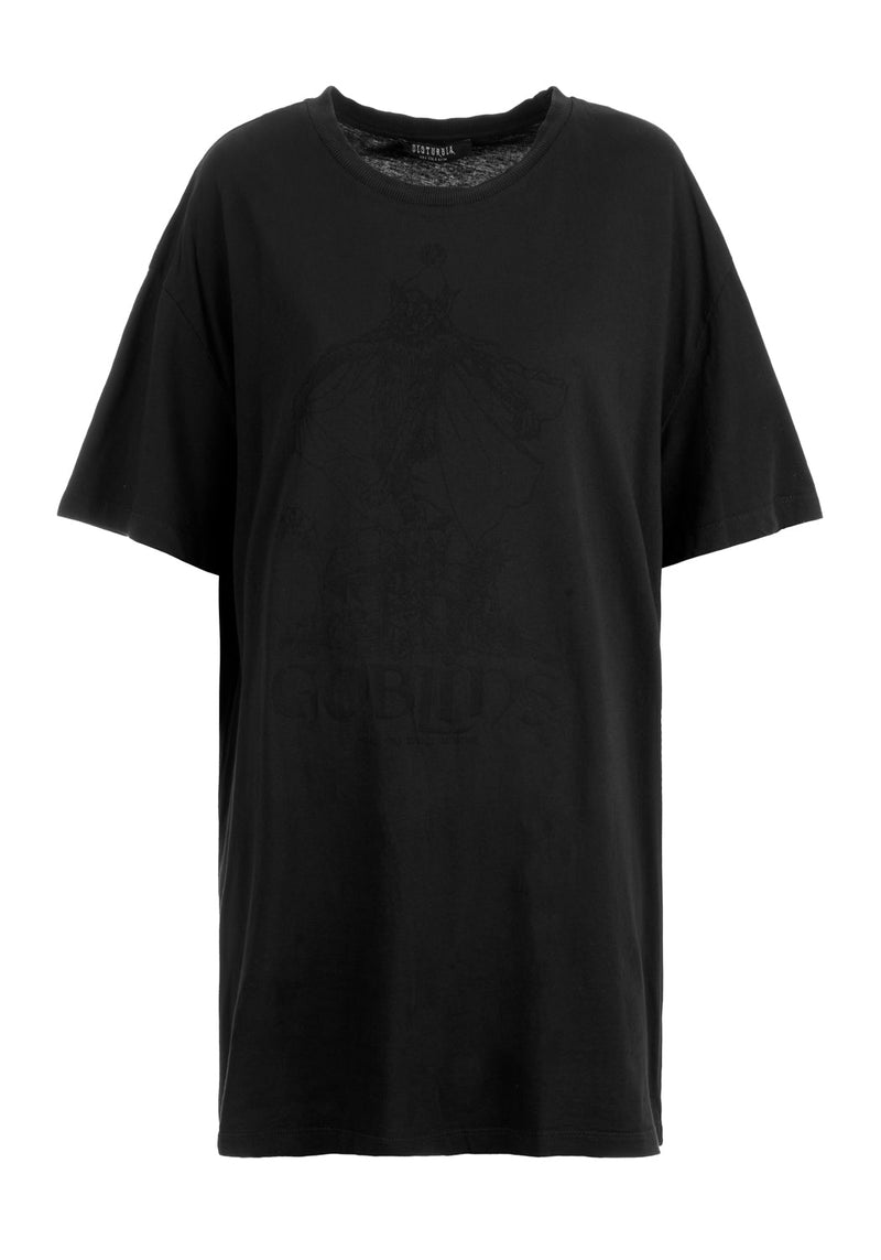 Goblins Schwarz Garment Washed Oversize T-Shirt Kleid