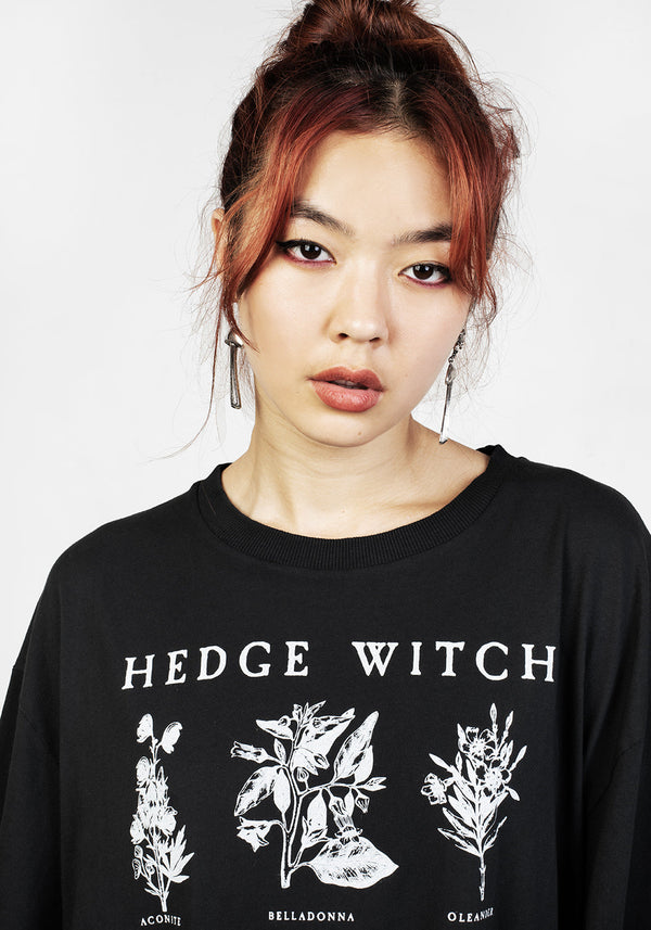 Hedgewitch Schwarz Garment Washed Oversize T-Shirt Kleid