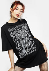Perception Schwarz Garment Washed Oversize T-Shirt Kleid
