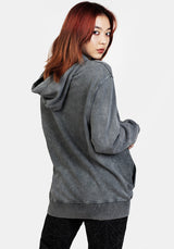 Devil Grau Säure Waschen Pullover Kapuzensweatshirt