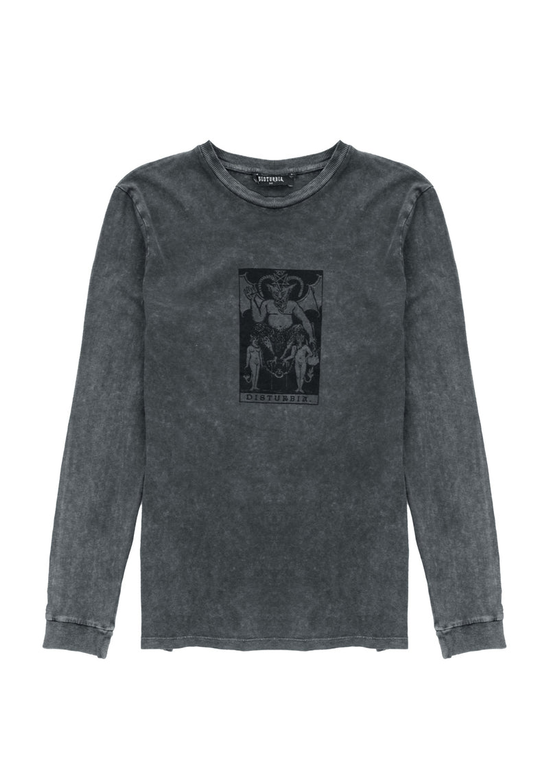 Tarot Grey Acid Wash Long Sleeve Tee