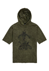 Goblins Grün Säure Waschen Kurz Mit Ärmeln Kapuzensweatshirt