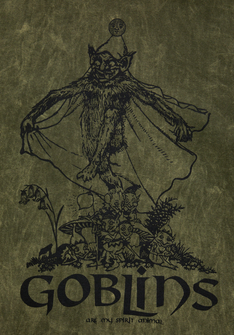 Goblins Grün Säure Waschen Kurz Mit Ärmeln Kapuzensweatshirt