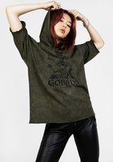 Goblins Grün Säure Waschen Kurz Mit Ärmeln Kapuzensweatshirt