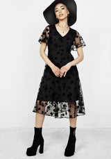 Stevie Beflockt Midi Kleid