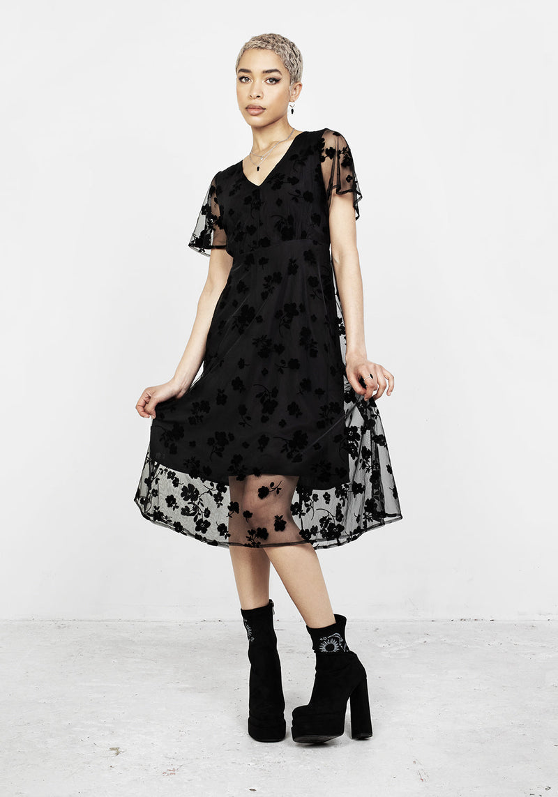 Stevie Beflockt Midi Kleid