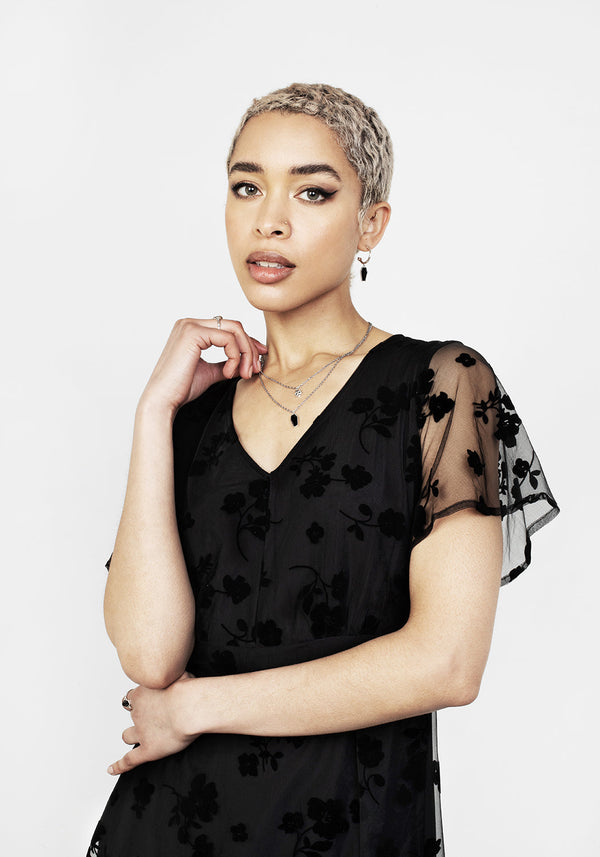 Stevie Beflockt Midi Kleid