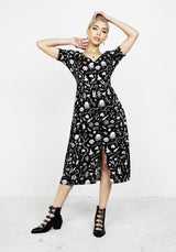 Hedgewitch V-Ausschnitt Midi Kleid