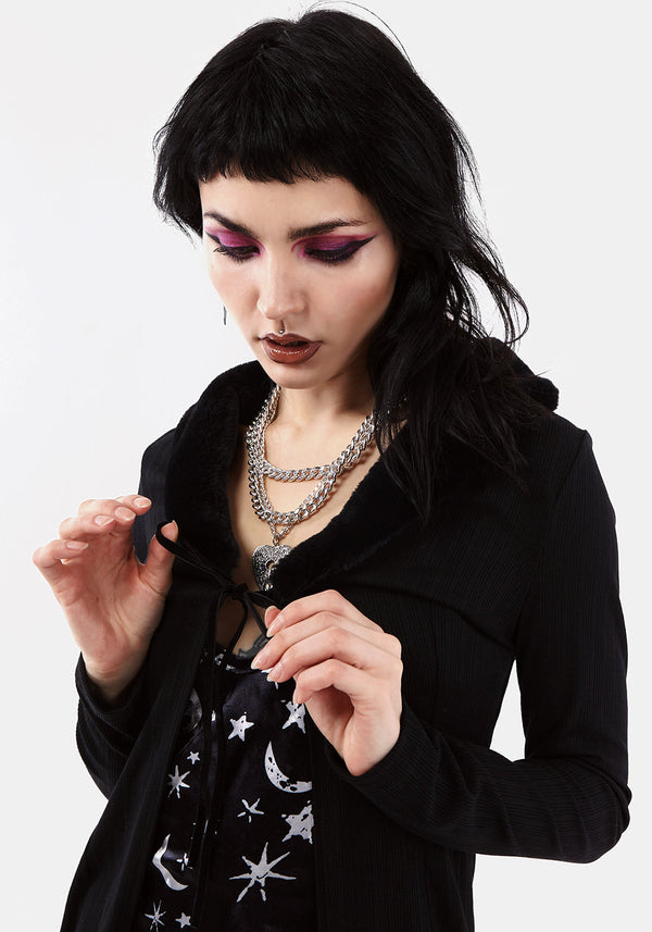 WOOLFE Langschnitt Kunst- Pelz Cardigan