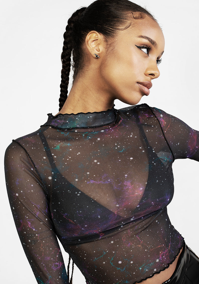 Kaleido Mesh Kurz Top