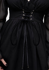 Banished Spitze Hoch Transparent Ärmel Midi Kleid