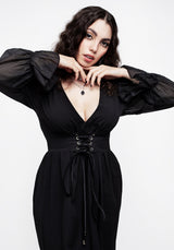 Banished Spitze Hoch Transparent Ärmel Midi Kleid